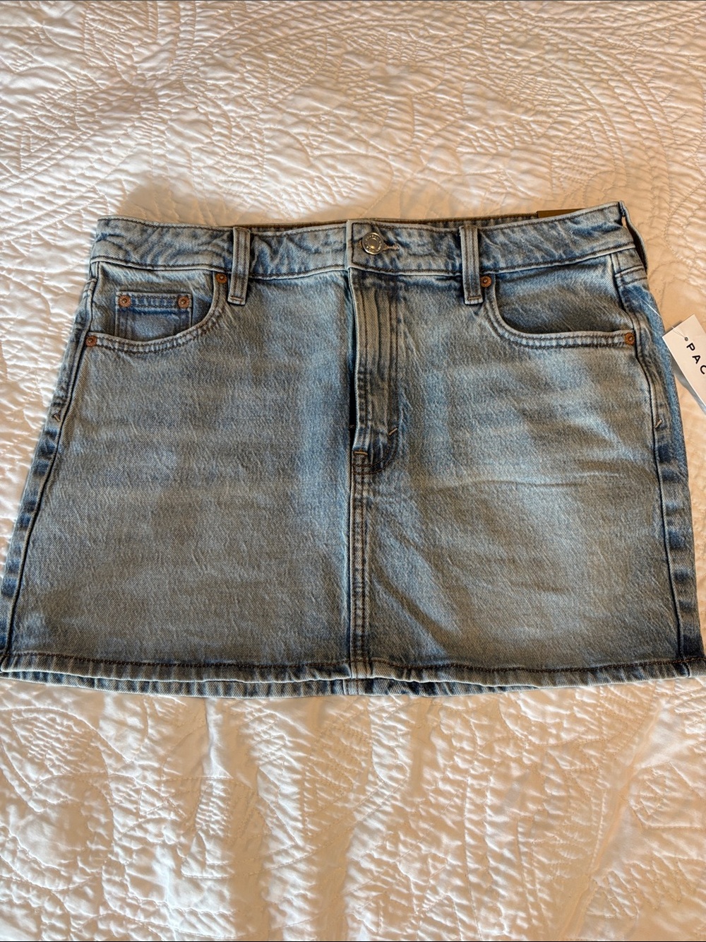 PacSun Light Wash Denim Mini Skirt